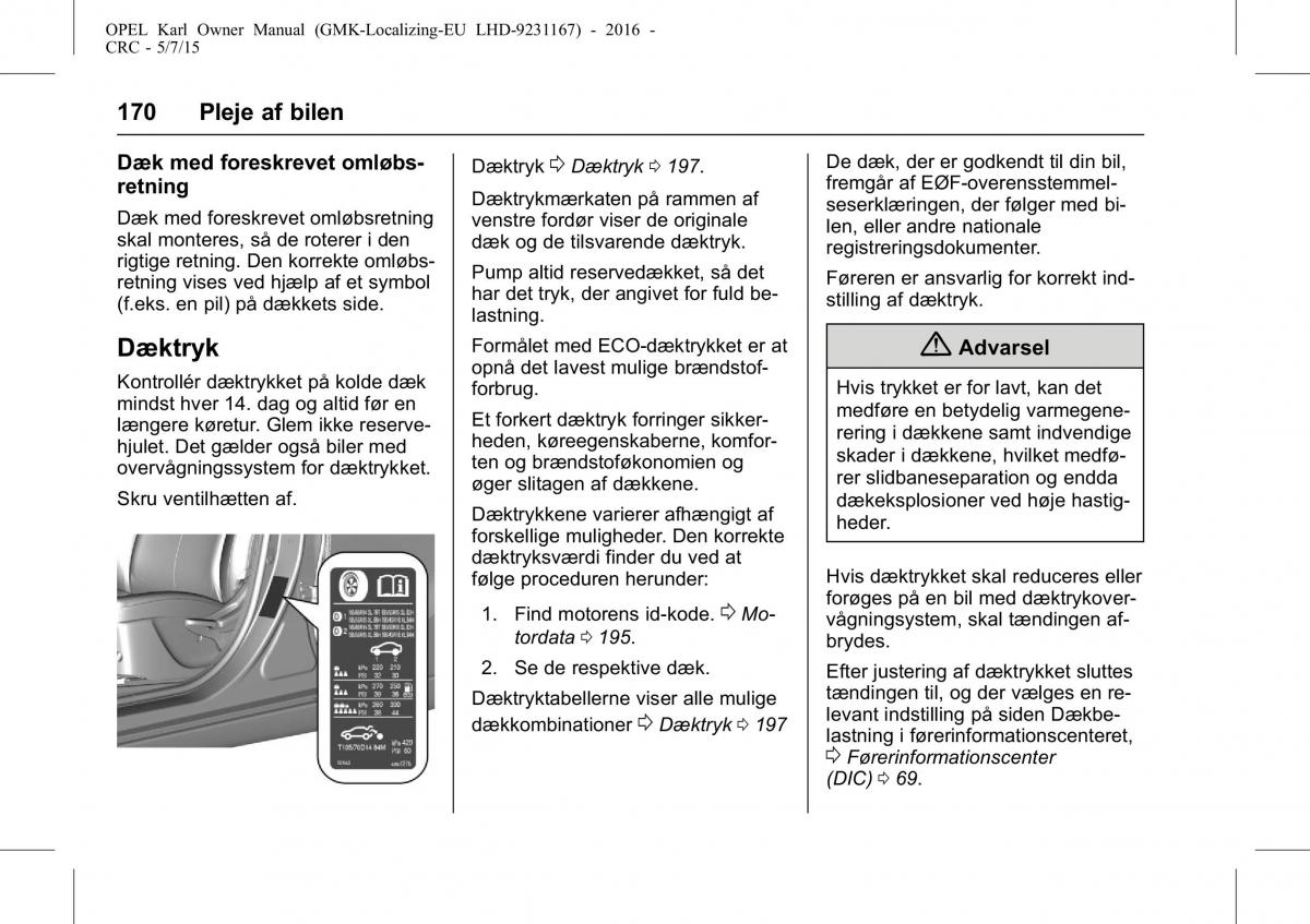 Opel Karl Bilens instruktionsbog / page 171