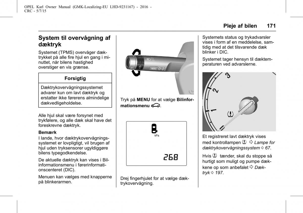 Opel Karl Bilens instruktionsbog / page 172