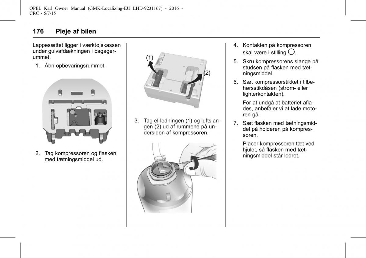 Opel Karl Bilens instruktionsbog / page 177