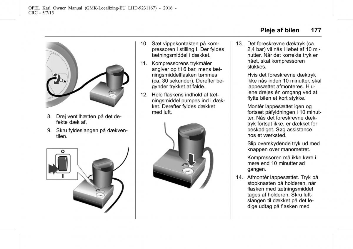 Opel Karl Bilens instruktionsbog / page 178