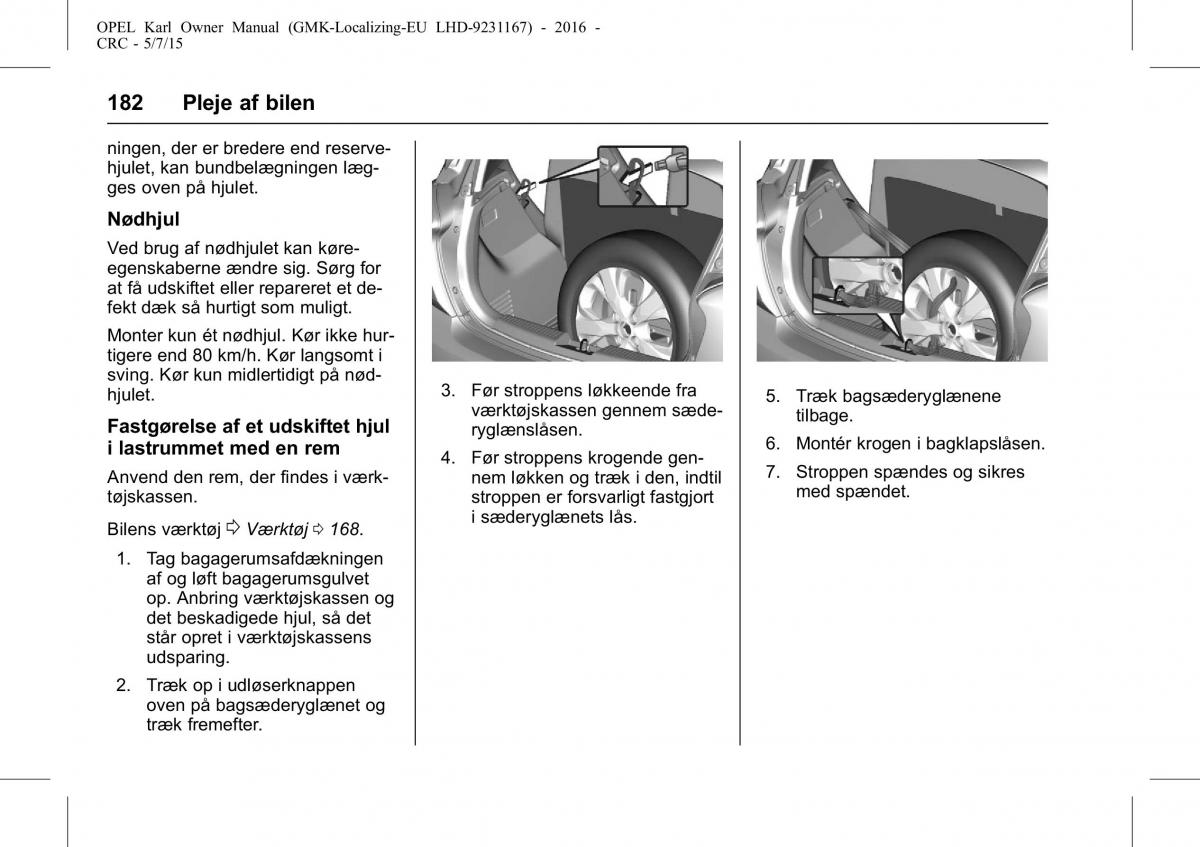 Opel Karl Bilens instruktionsbog / page 183