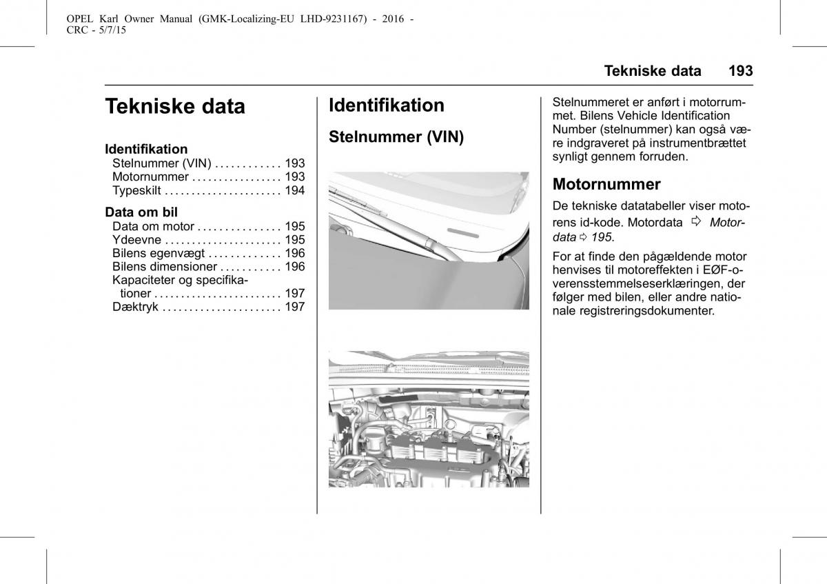 Opel Karl Bilens instruktionsbog / page 194