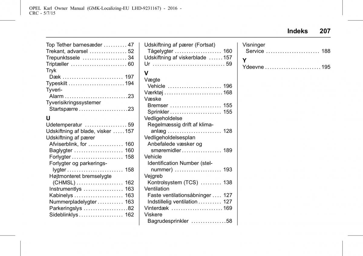 Opel Karl Bilens instruktionsbog / page 208