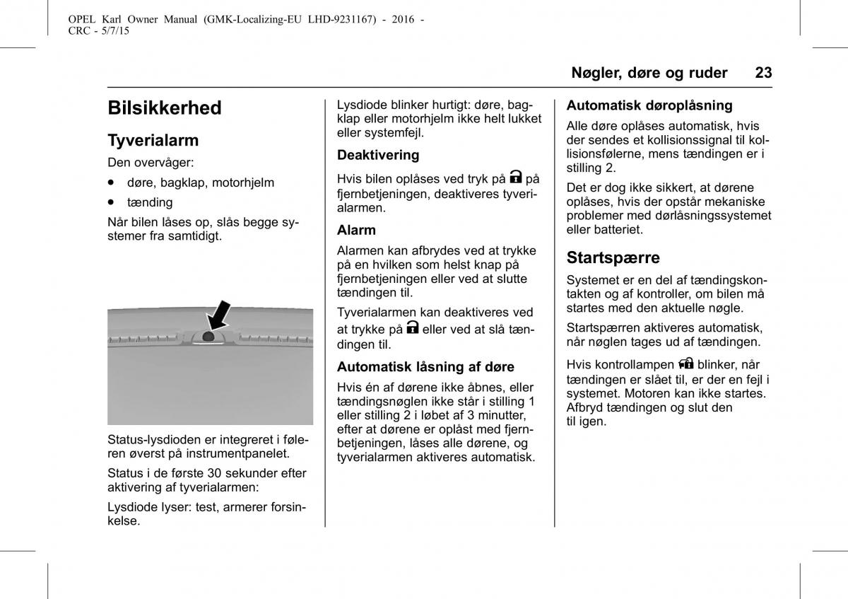 Opel Karl Bilens instruktionsbog / page 24