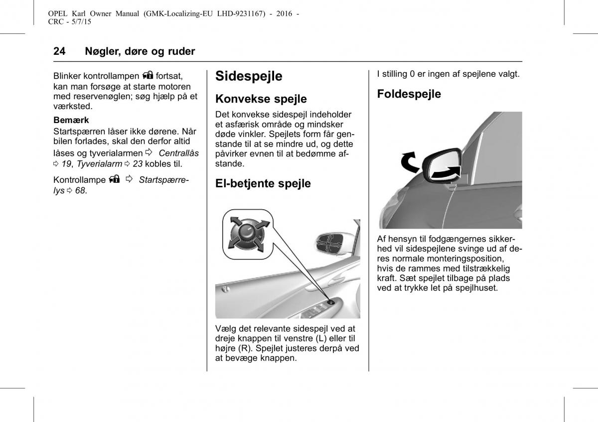 Opel Karl Bilens instruktionsbog / page 25