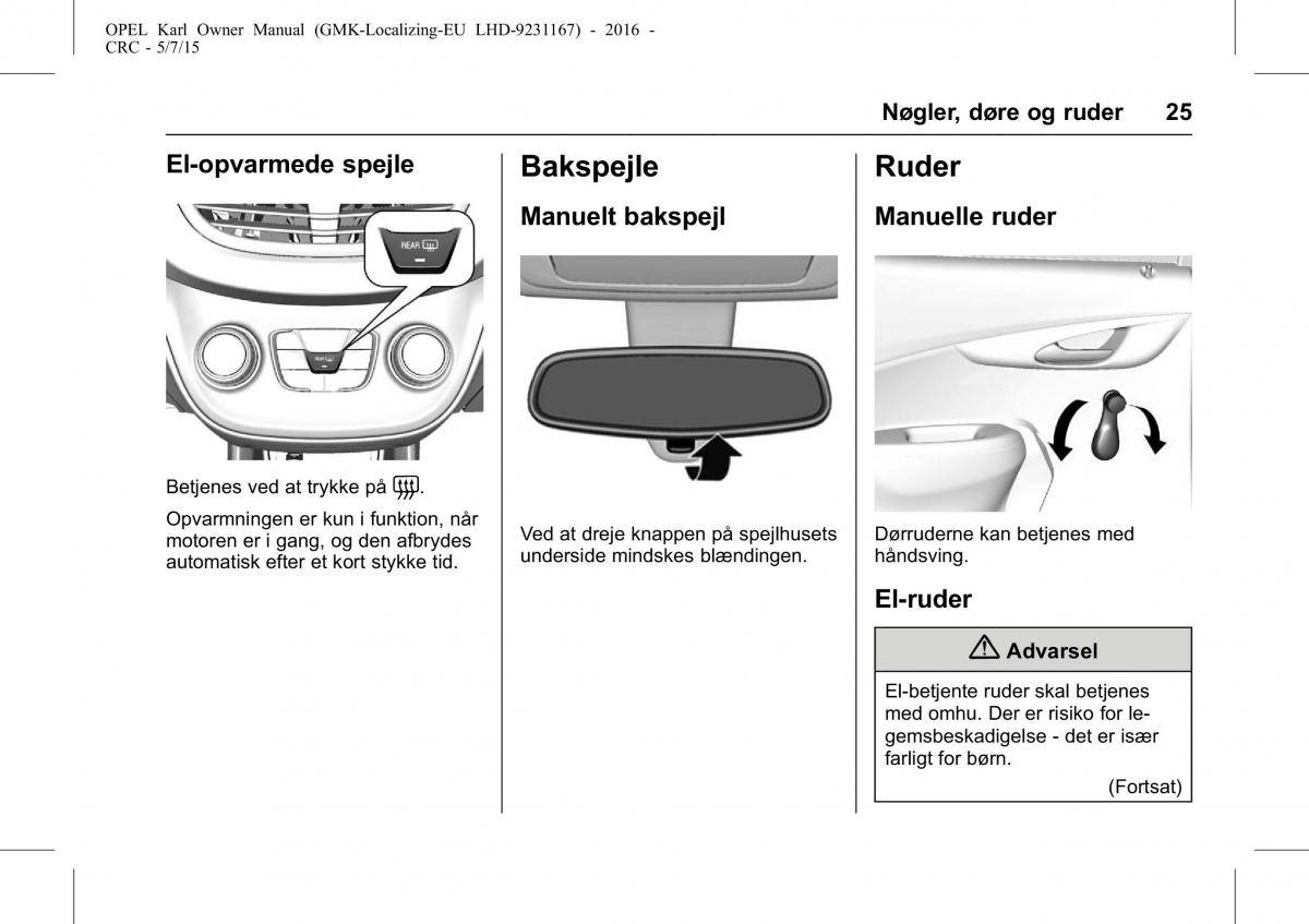 Opel Karl Bilens instruktionsbog / page 26