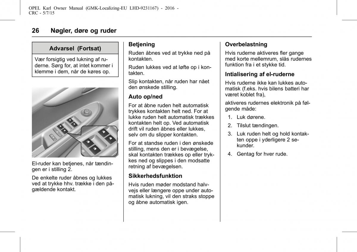 Opel Karl Bilens instruktionsbog / page 27