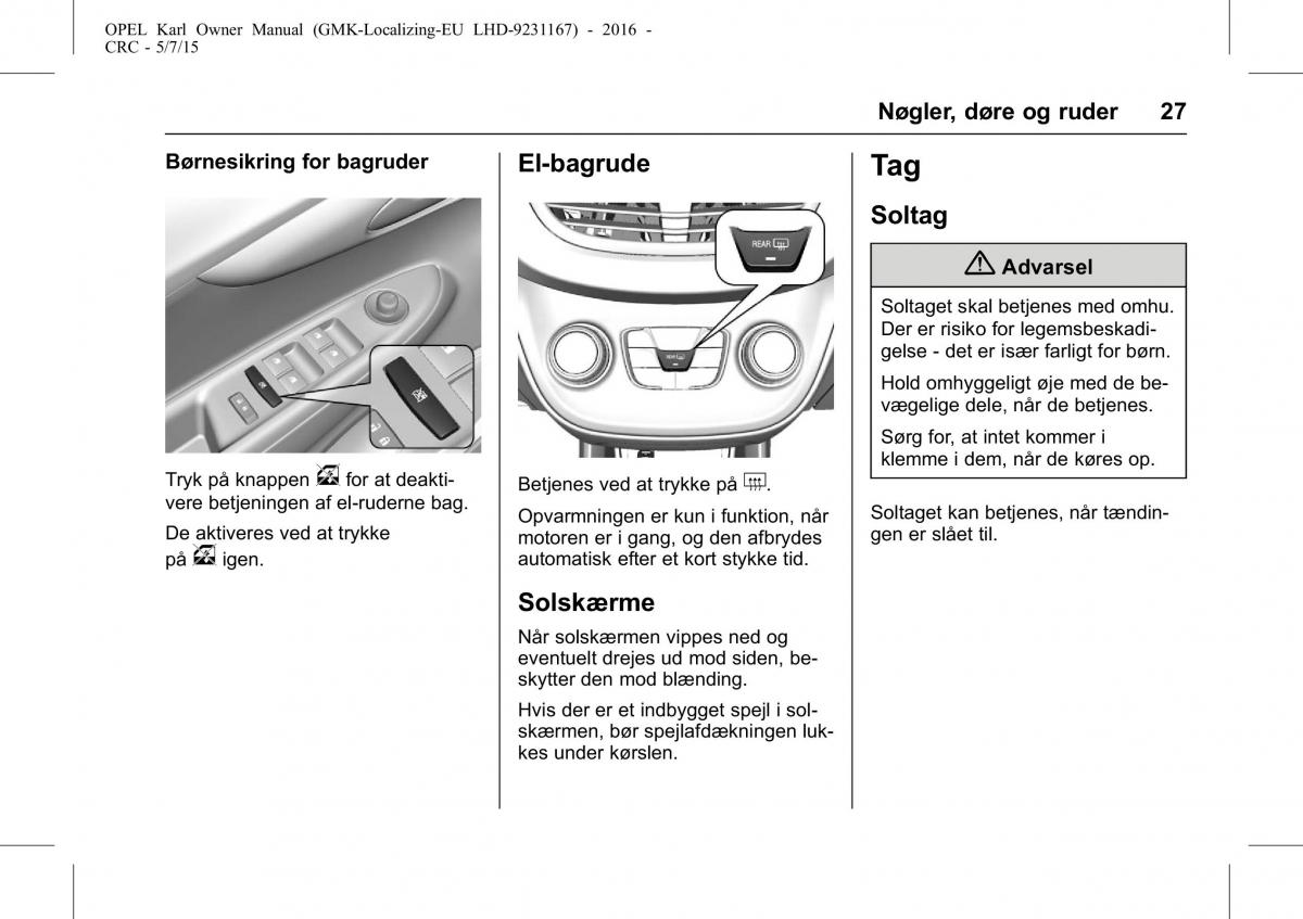 Opel Karl Bilens instruktionsbog / page 28