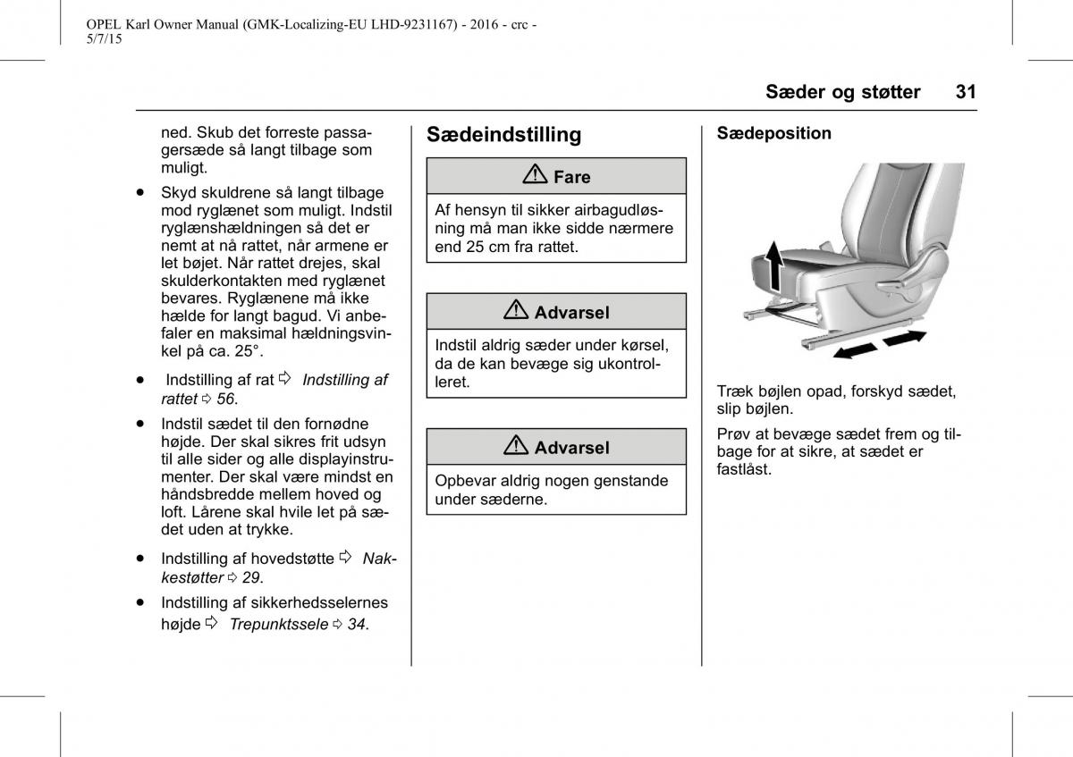 Opel Karl Bilens instruktionsbog / page 32