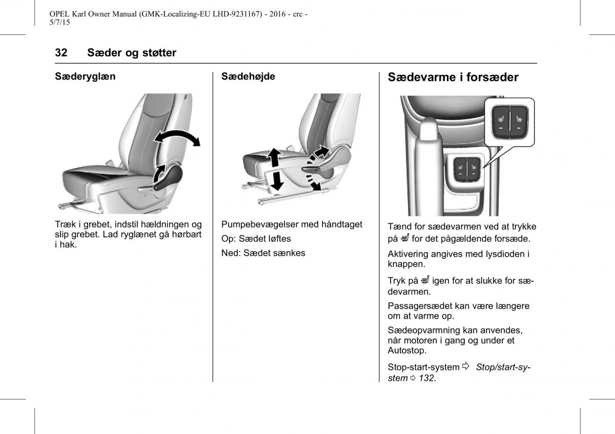 Opel Karl Bilens instruktionsbog / page 33