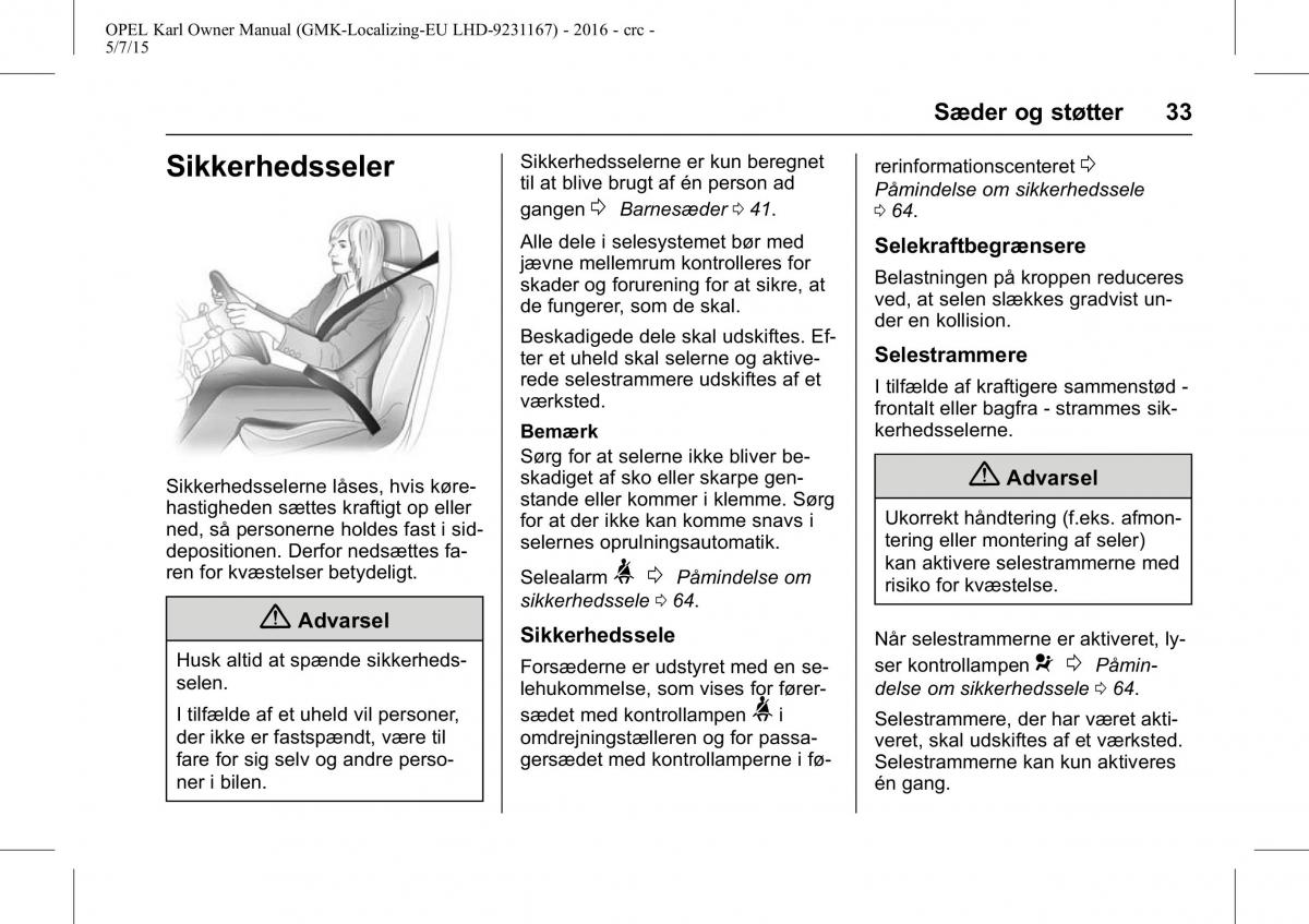 Opel Karl Bilens instruktionsbog / page 34