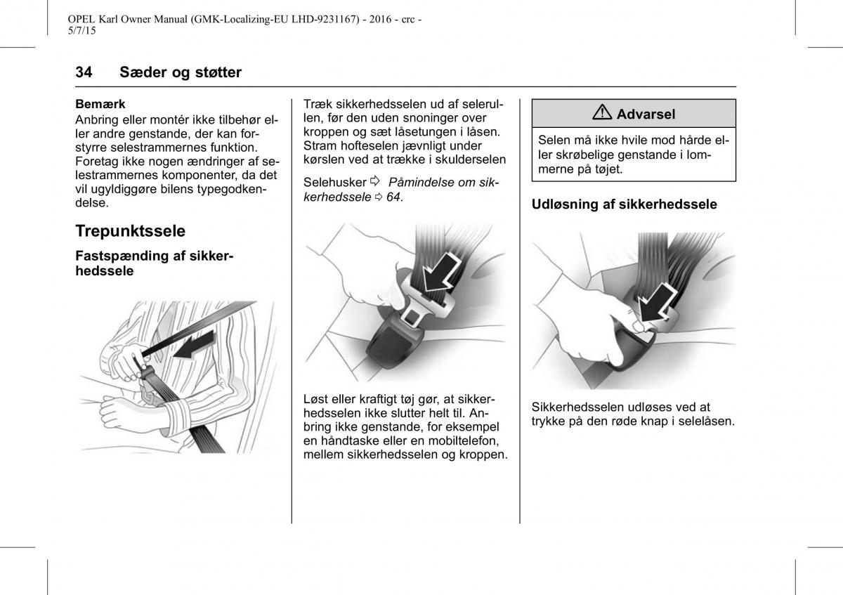 Opel Karl Bilens instruktionsbog / page 35