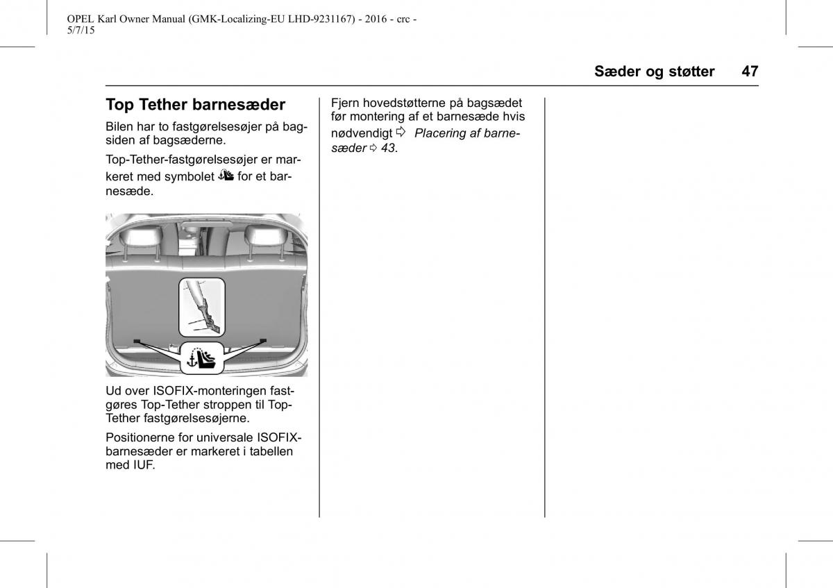 Opel Karl Bilens instruktionsbog / page 48