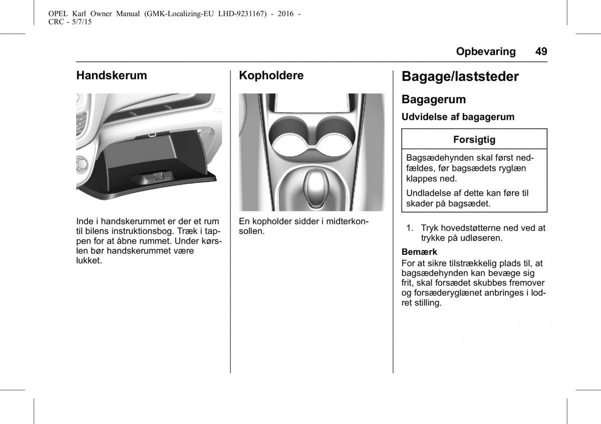 Opel Karl Bilens instruktionsbog / page 50