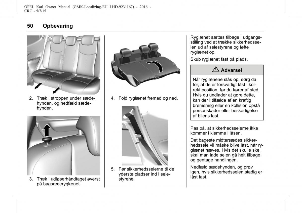 Opel Karl Bilens instruktionsbog / page 51