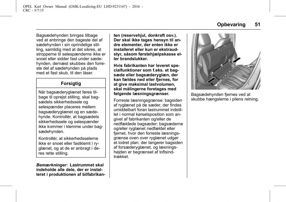 Opel Karl Bilens instruktionsbog / page 52