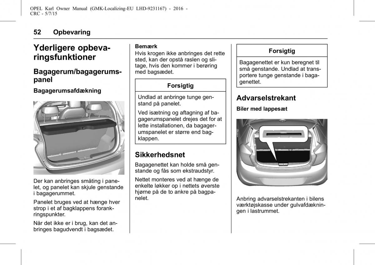 Opel Karl Bilens instruktionsbog / page 53