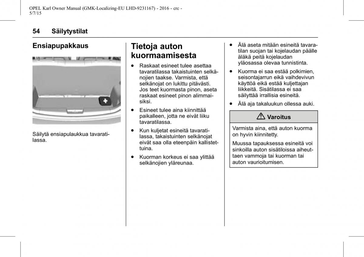 Opel Karl owners manual / page 55