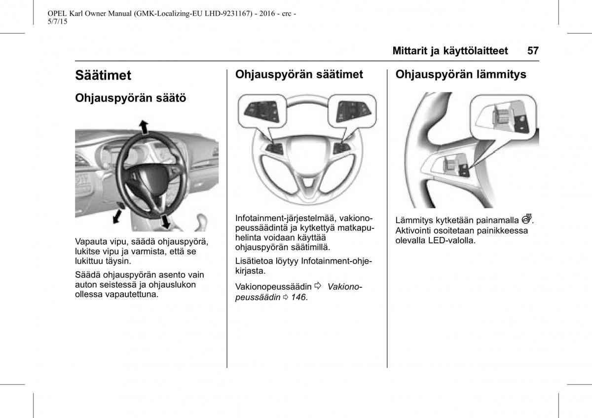 Opel Karl owners manual / page 58