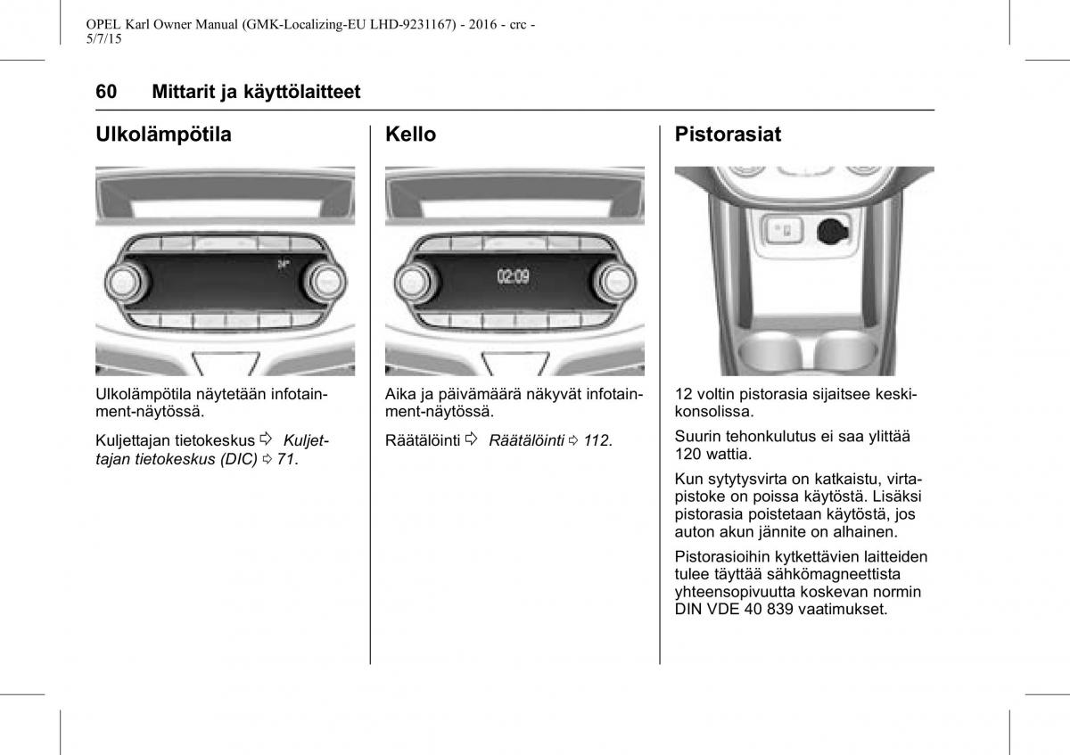 Opel Karl owners manual / page 61