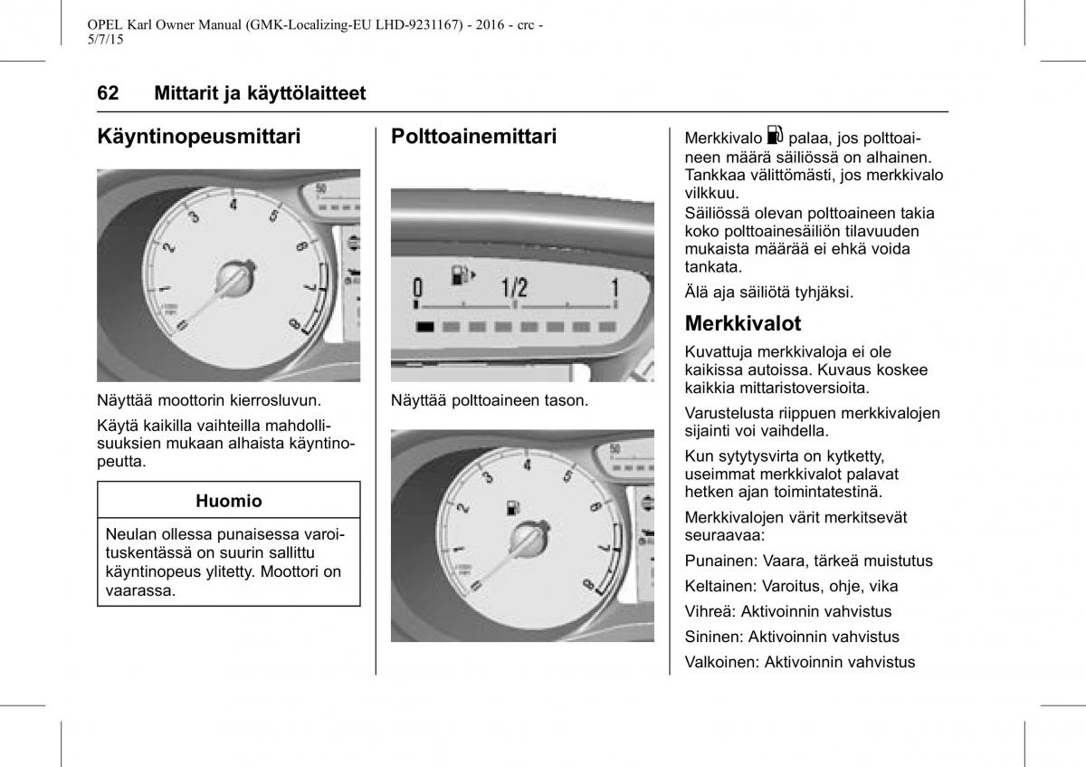 Opel Karl owners manual / page 63