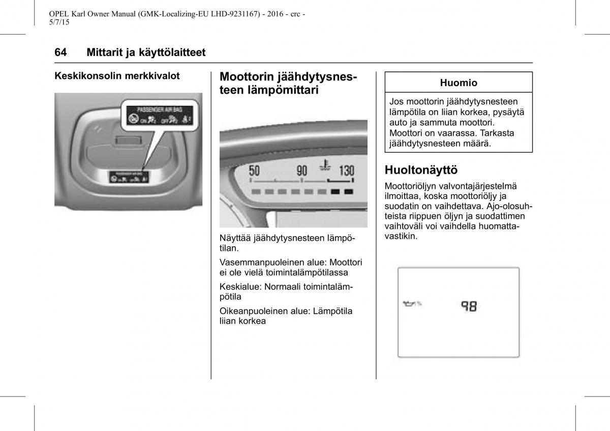 Opel Karl owners manual / page 65