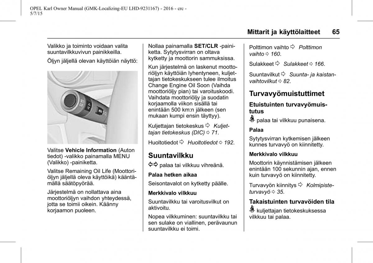 Opel Karl owners manual / page 66