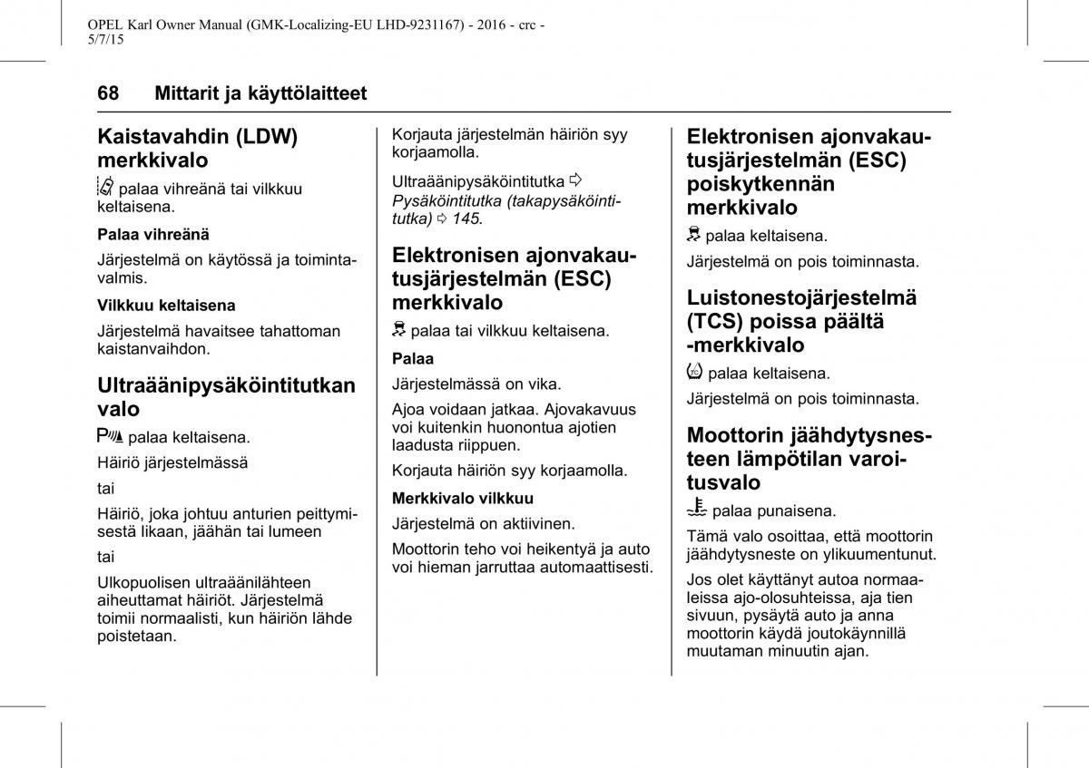 Opel Karl owners manual / page 69