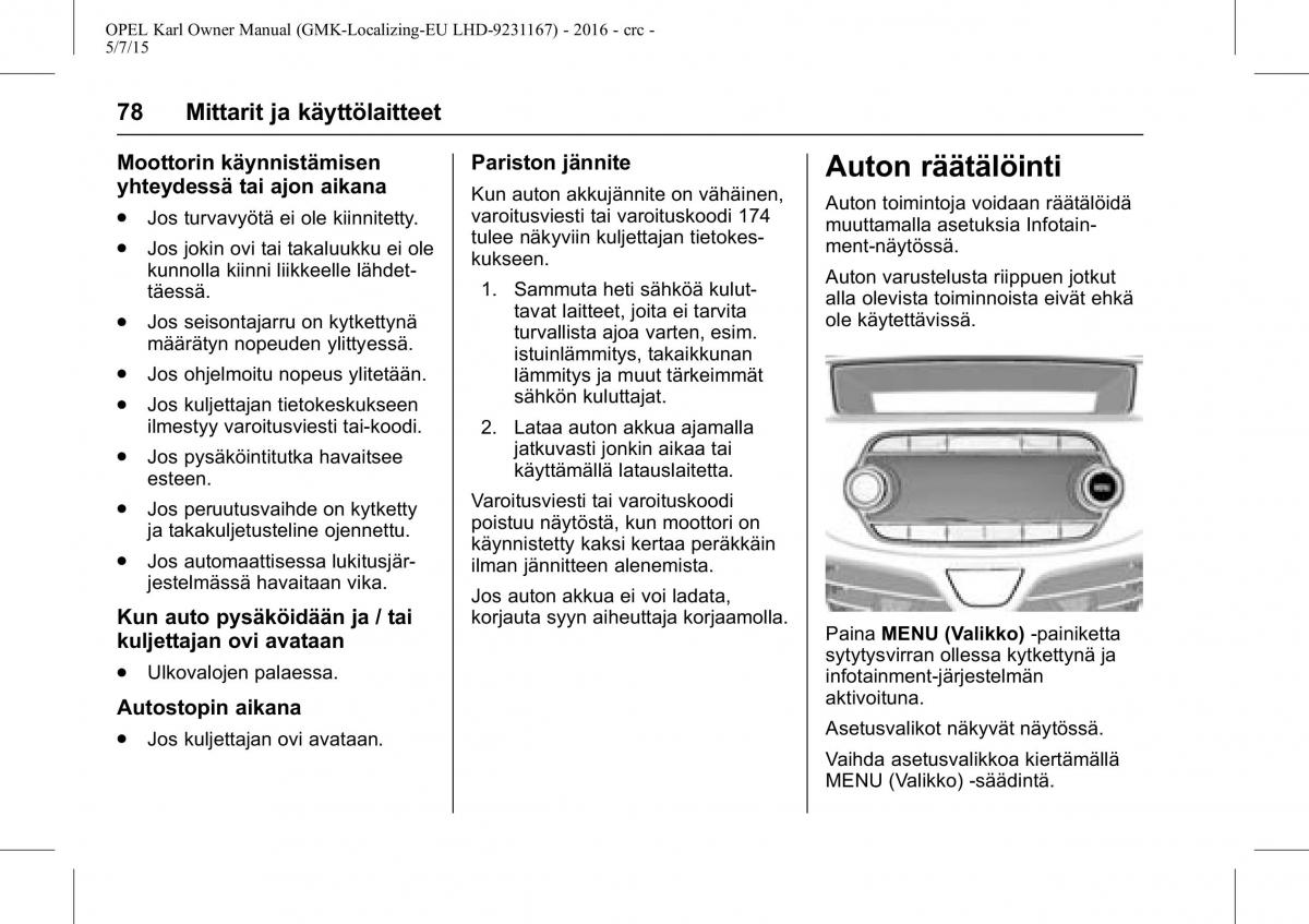 Opel Karl owners manual / page 79