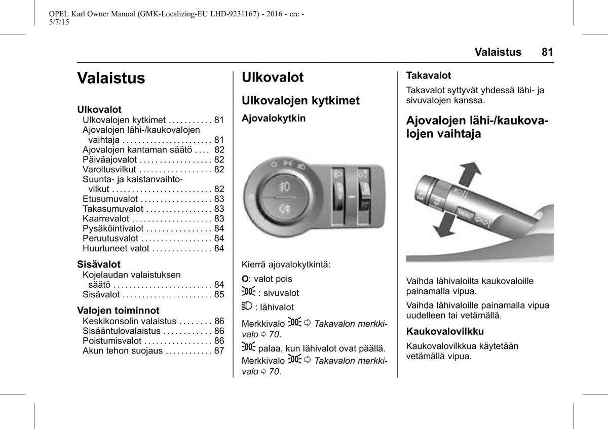 Opel Karl owners manual / page 82