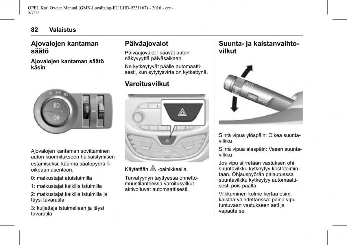 Opel Karl owners manual / page 83