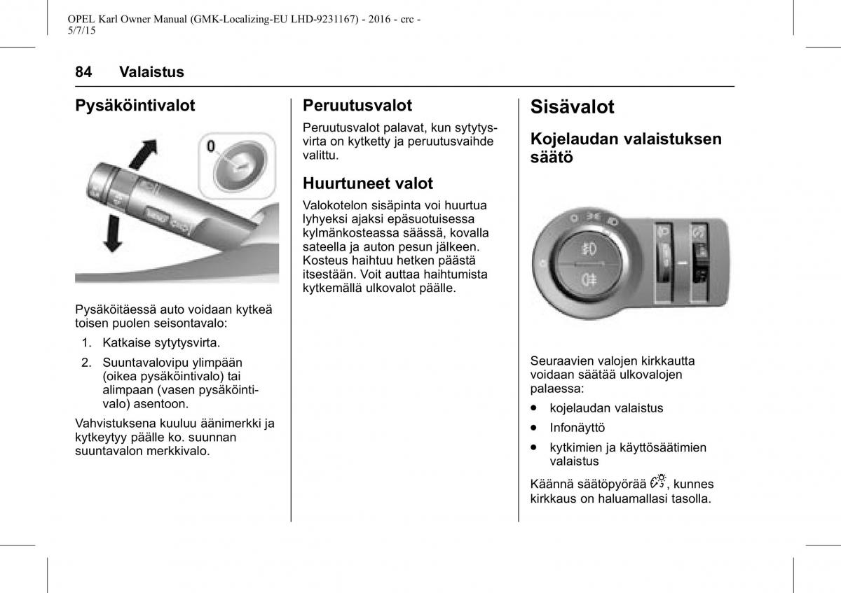 Opel Karl owners manual / page 85