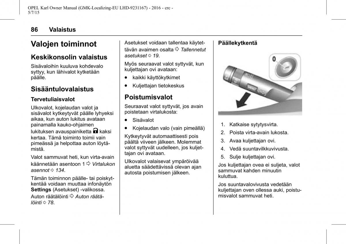 Opel Karl owners manual / page 87