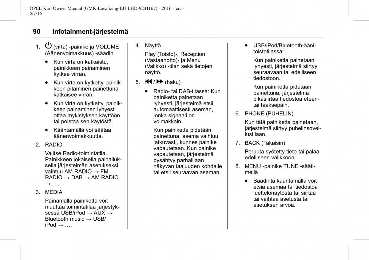 Opel Karl owners manual / page 91