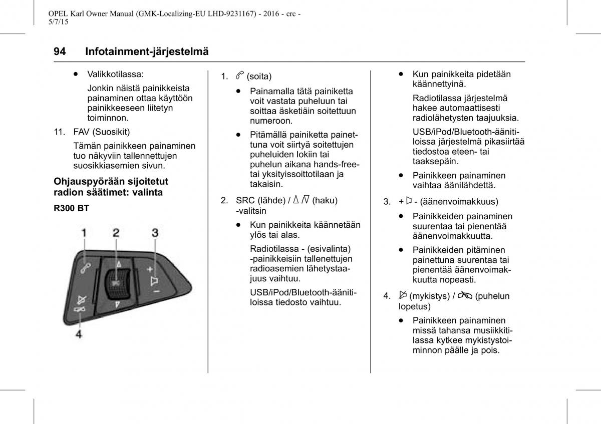 Opel Karl owners manual / page 95