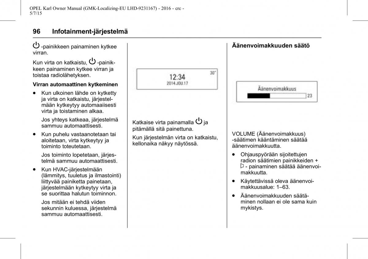 Opel Karl owners manual / page 97