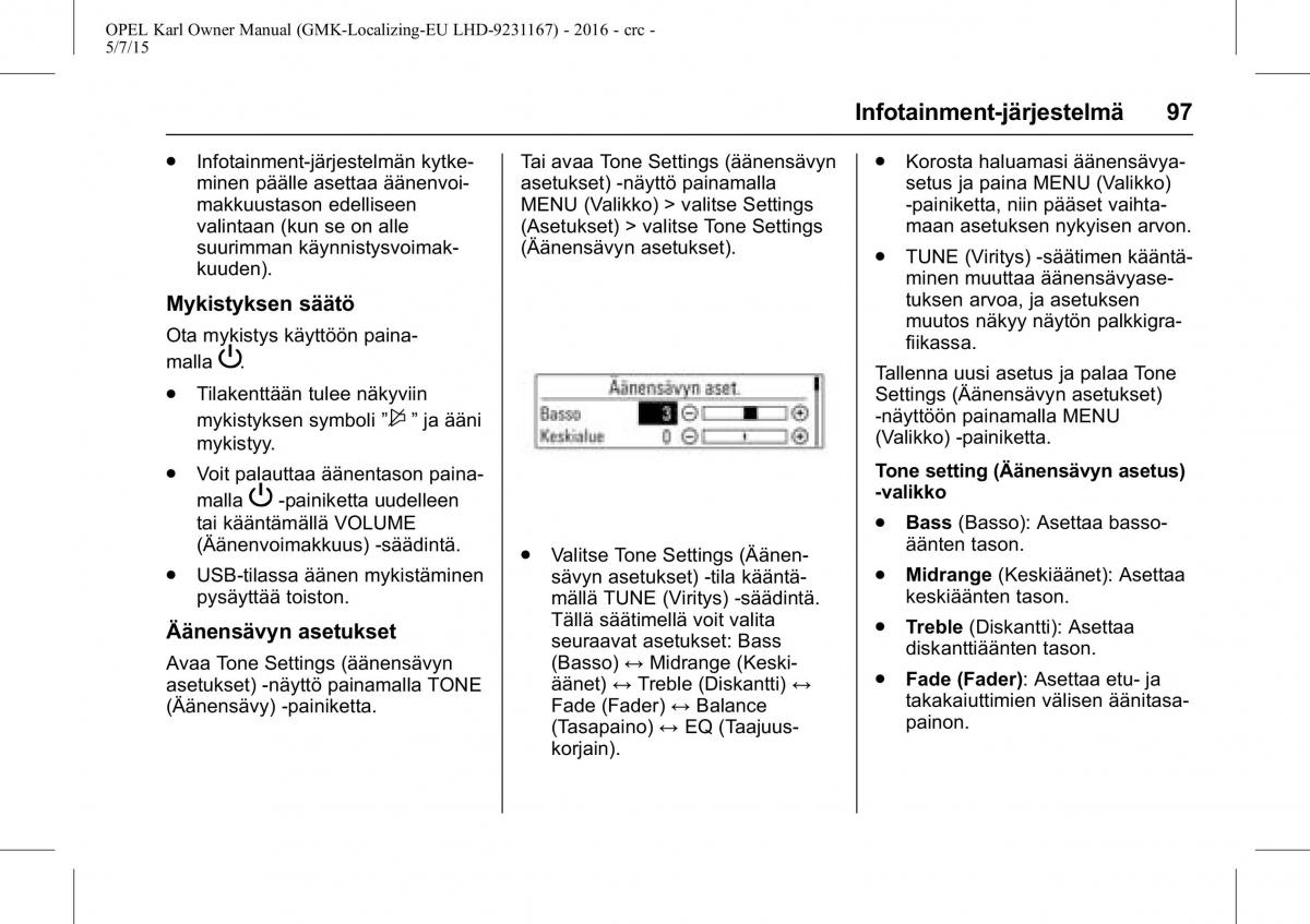 Opel Karl owners manual / page 98