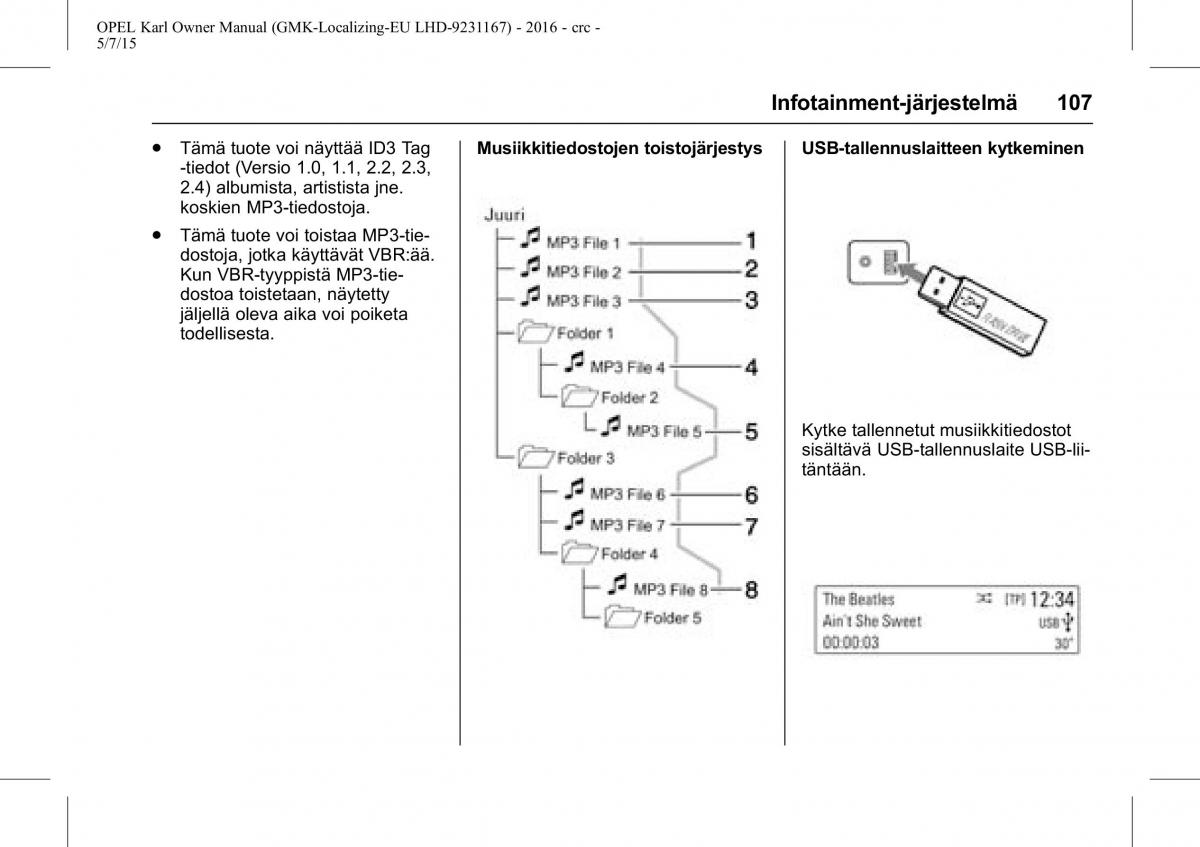 Opel Karl owners manual / page 108