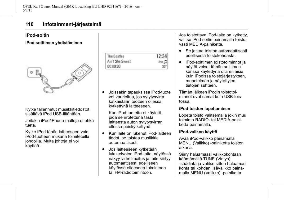 Opel Karl owners manual / page 111