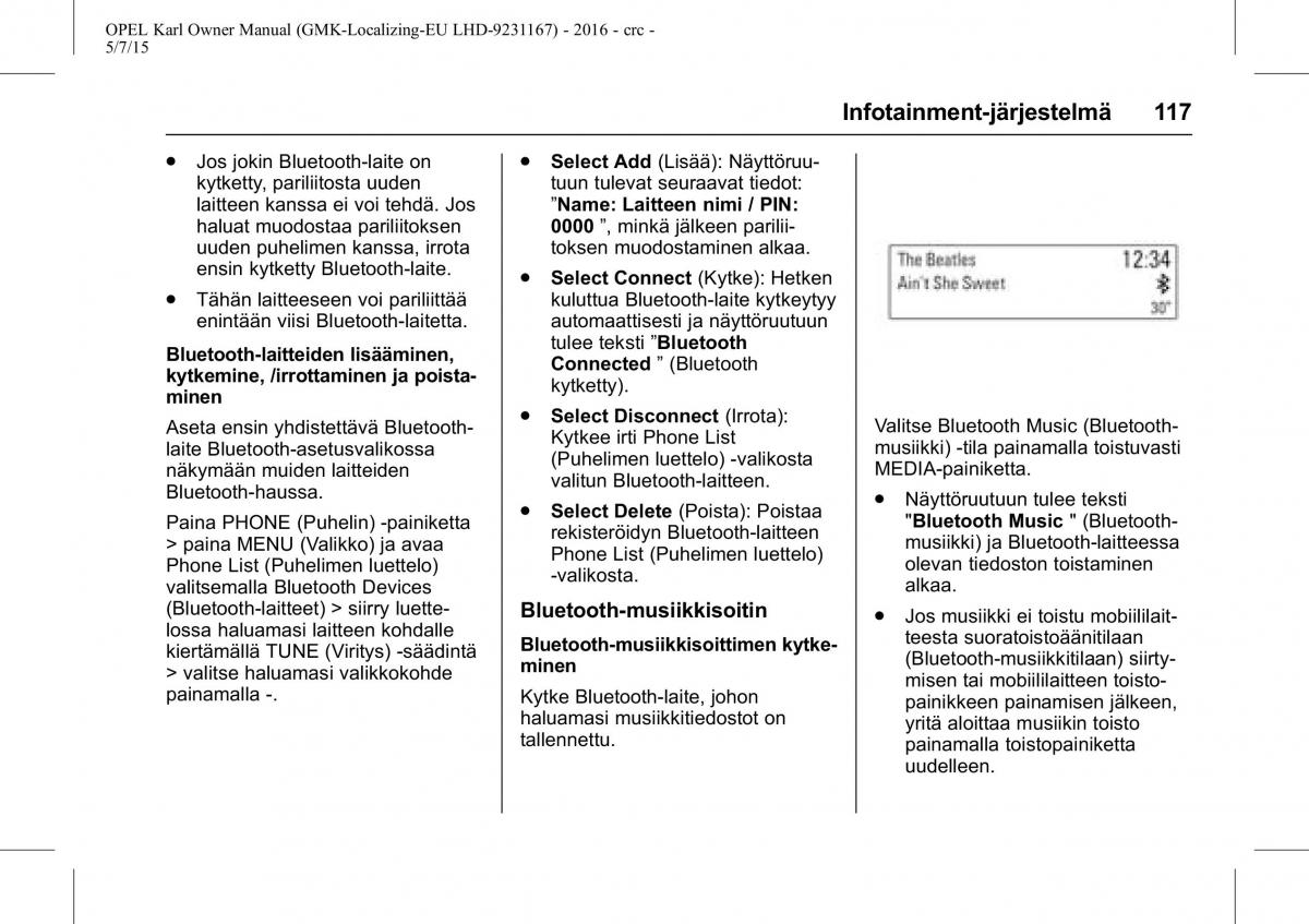 Opel Karl owners manual / page 118