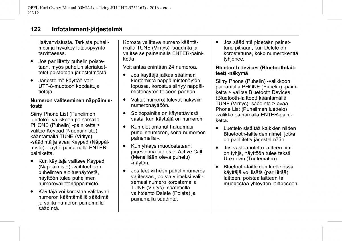 Opel Karl owners manual / page 123