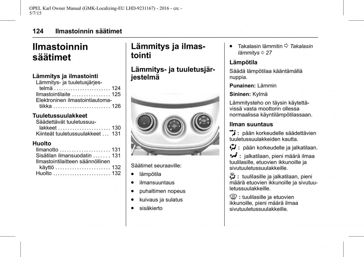 Opel Karl owners manual / page 125