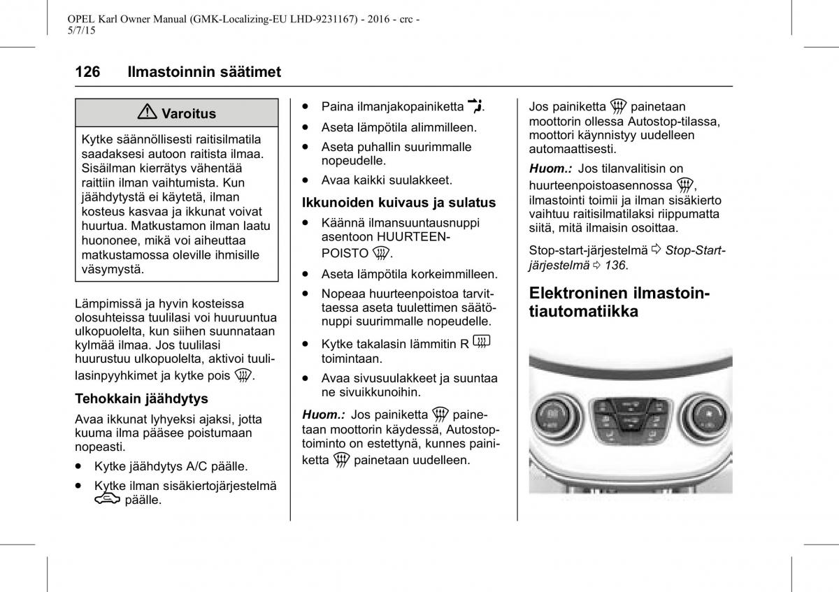 Opel Karl owners manual / page 127