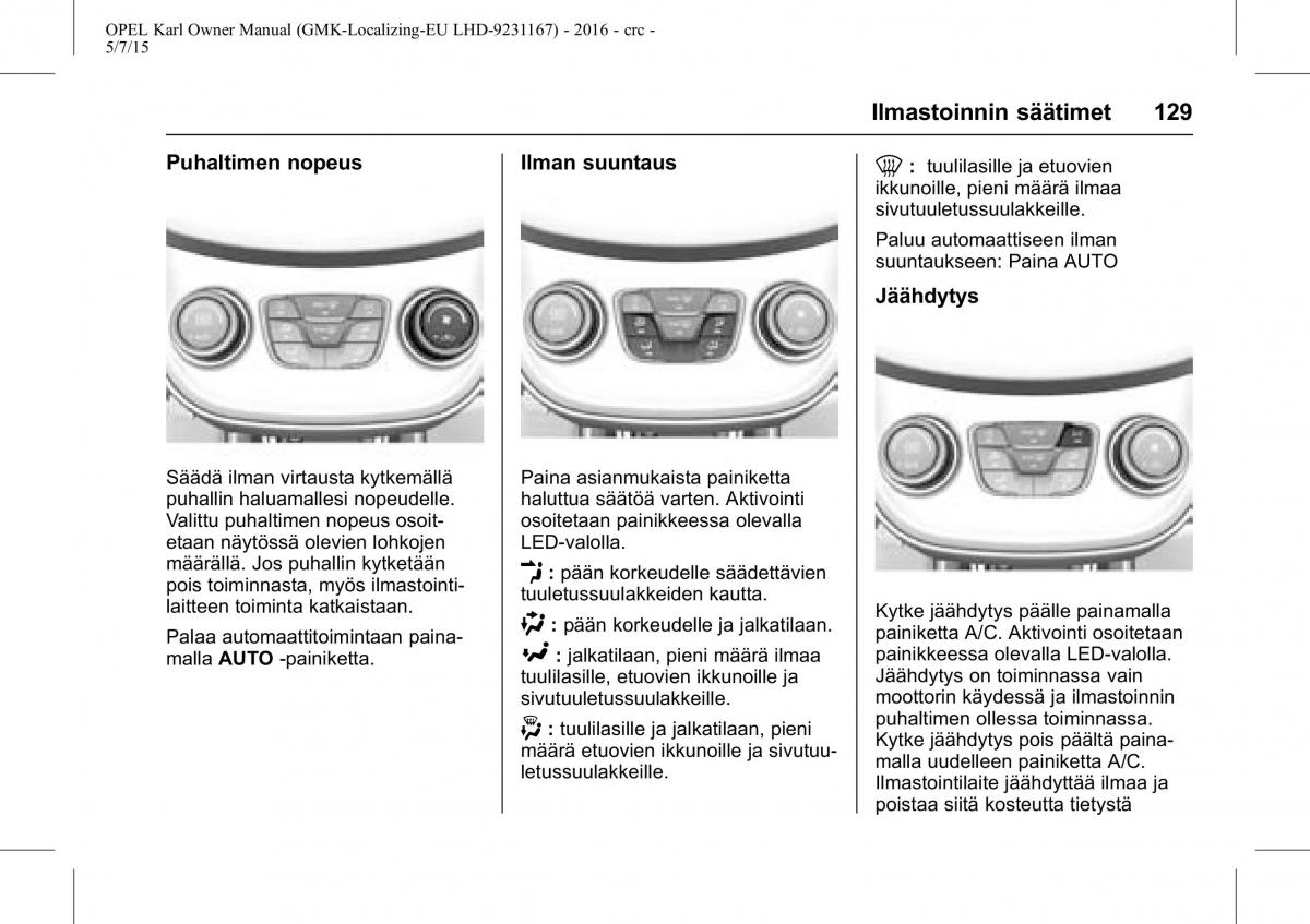 Opel Karl owners manual / page 130