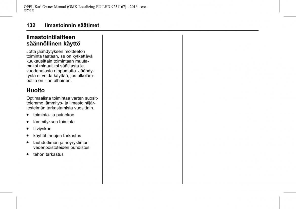 Opel Karl owners manual / page 133