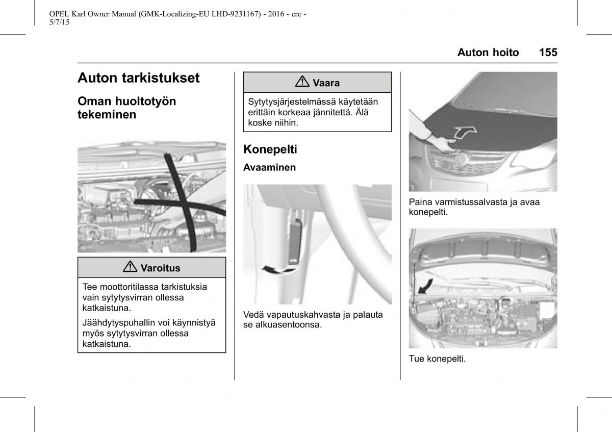 Opel Karl owners manual / page 156