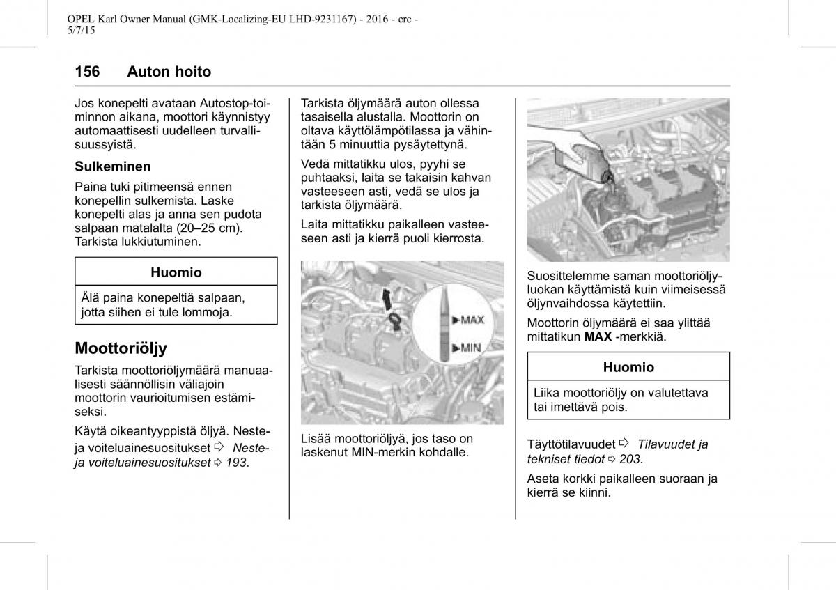 Opel Karl owners manual / page 157