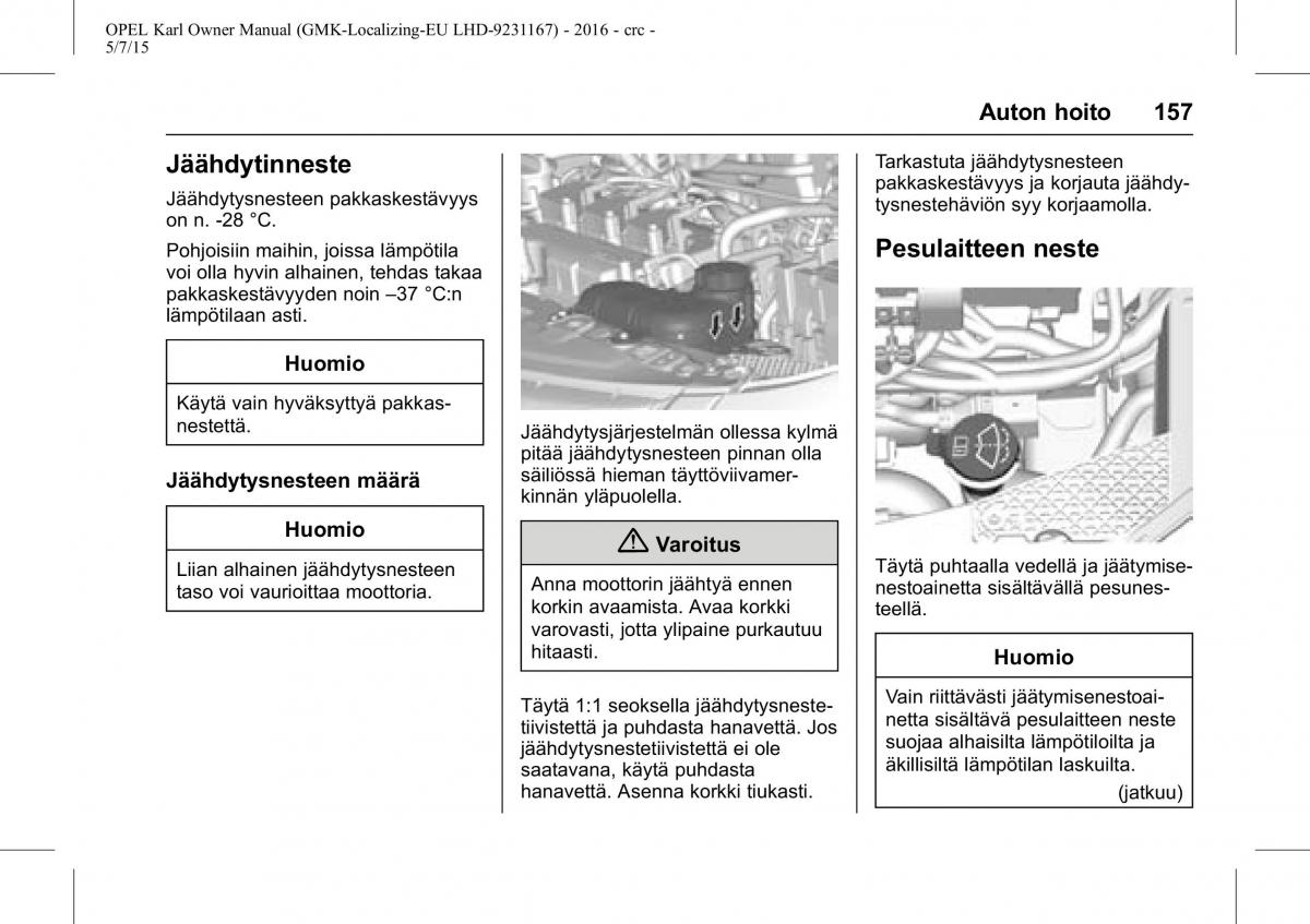 Opel Karl owners manual / page 158