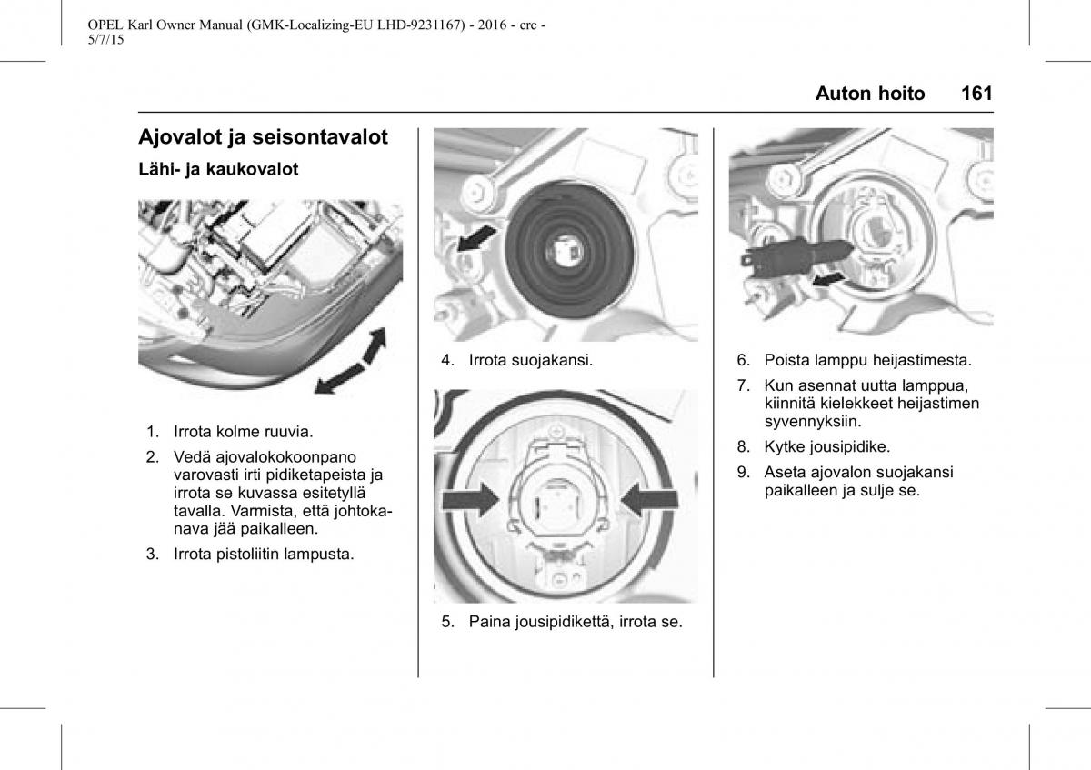 Opel Karl owners manual / page 162