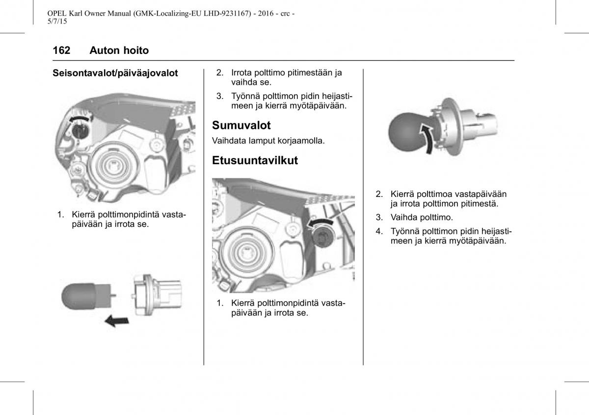 Opel Karl owners manual / page 163